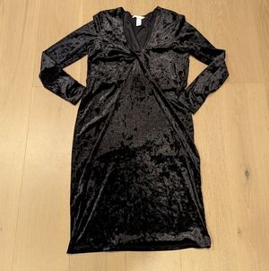 Black Velvety Maternity Dress